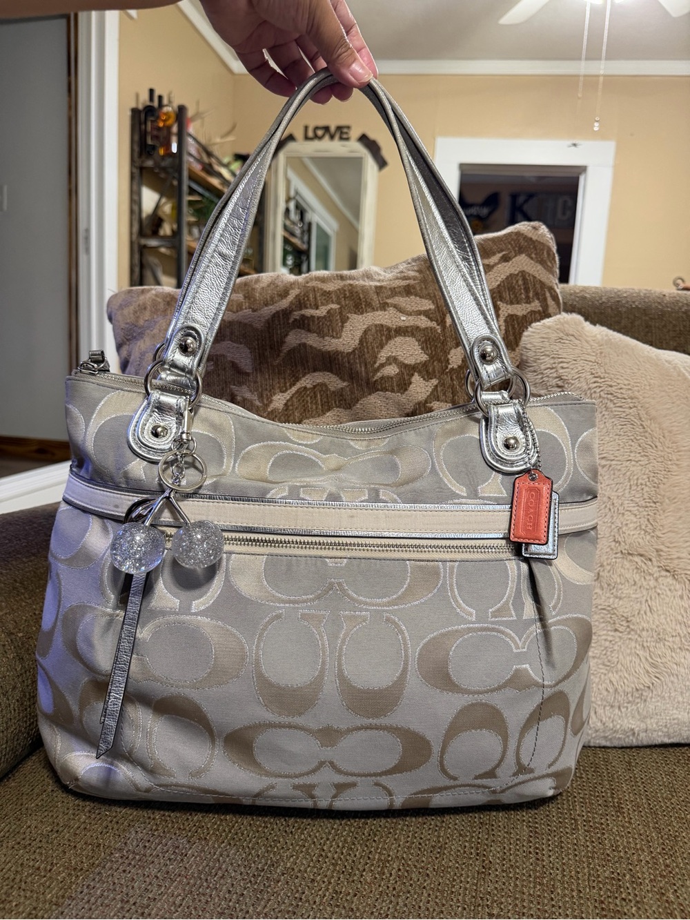 Coach Silver Signature Jacquard Cherries not included
